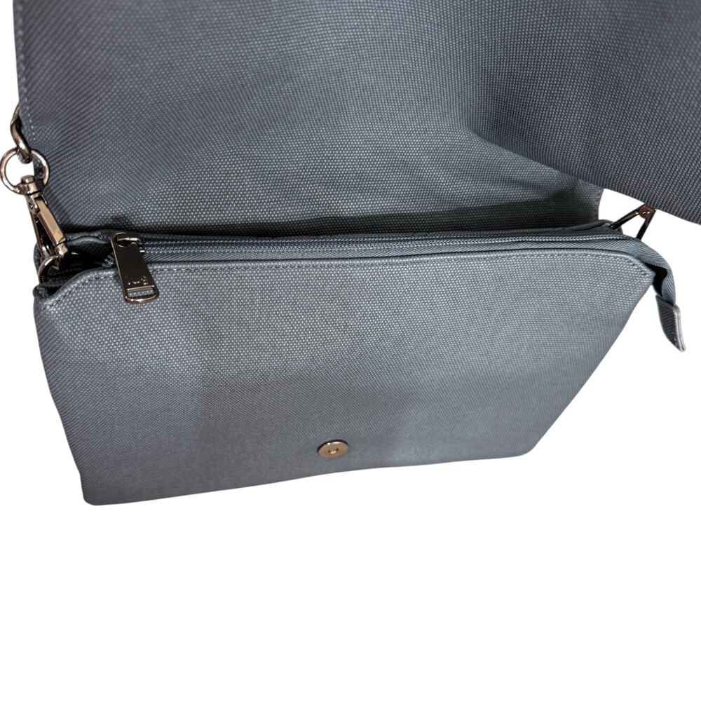 Lug Huddle Matte Luxe Shoulder Bag Slate Blue Quilted Multipocket Faux Leather - Picture 12 of 13